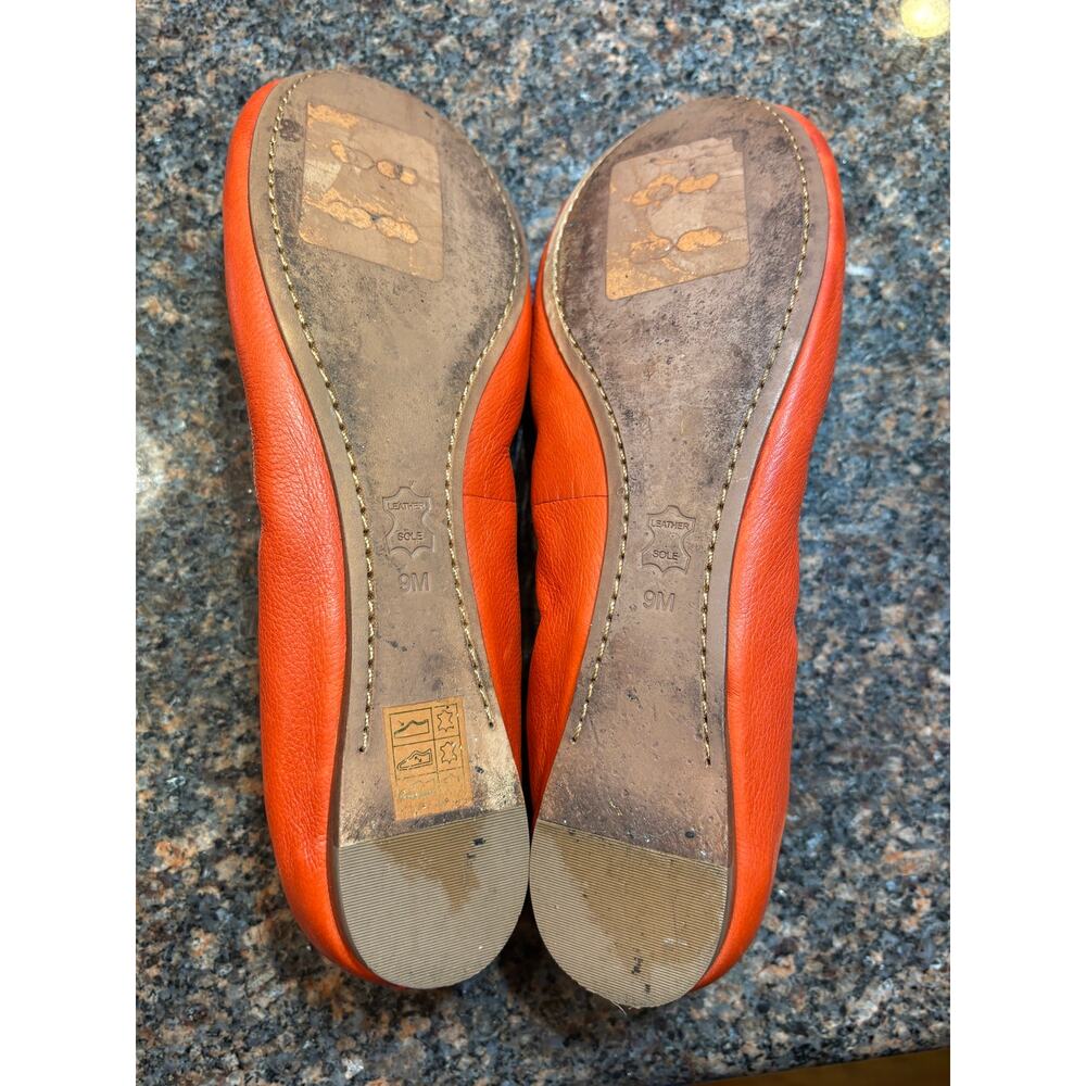Tory Burch Women’s Orange Leather Round Toe Slip-On Ballet Flats Size 9 - Picture 7 of 16